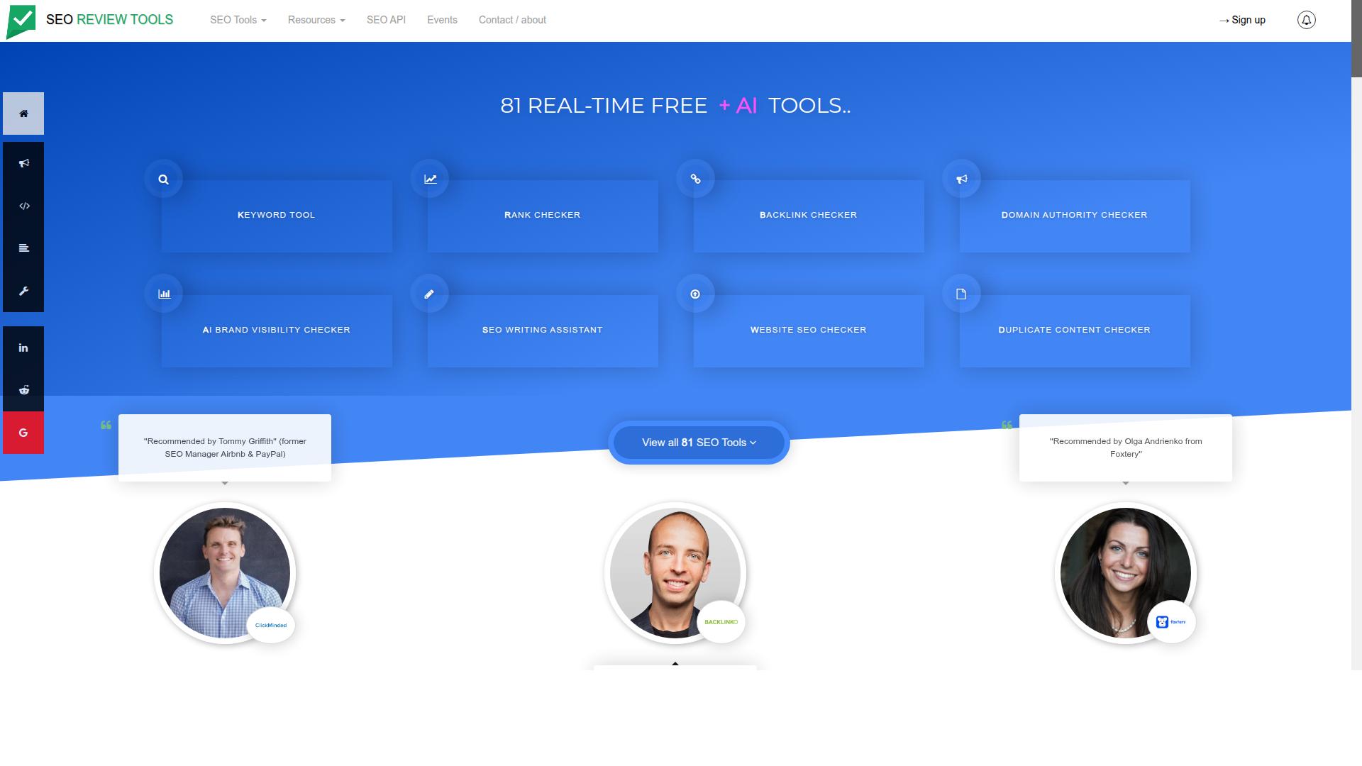 SEO Review Tools AI Writing Tool website